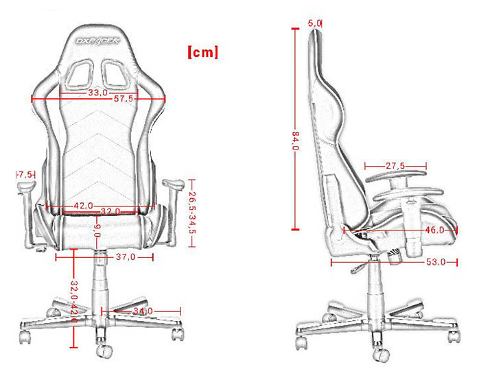 DX Racer F-Series dimensiones